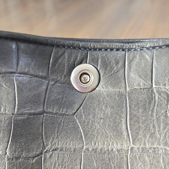 Barneys New York Gray Crocodile-Embossed Leather Tote - Picture 4 of 11